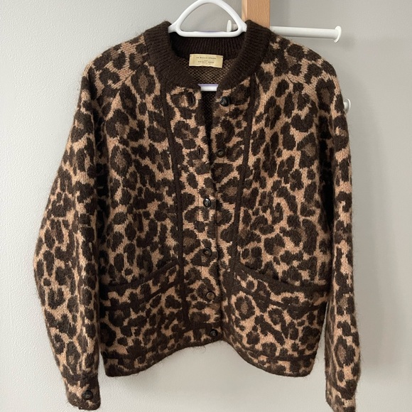 Sézane Leopard Noah Wool Teddy Jacket Cardigan - Picture 2 of 7